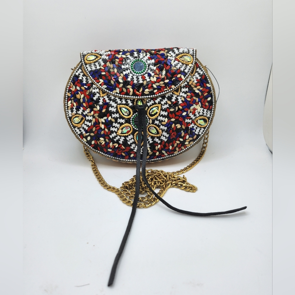 NWT LULU Brin Iron Bead and Sequin Embellished Crossbody Handbag - Picture 8 of 10